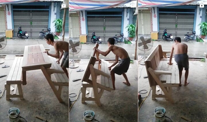 Clip: Bộ bàn ghế thông minh biết 'biến hình' ở Tiền Giang
