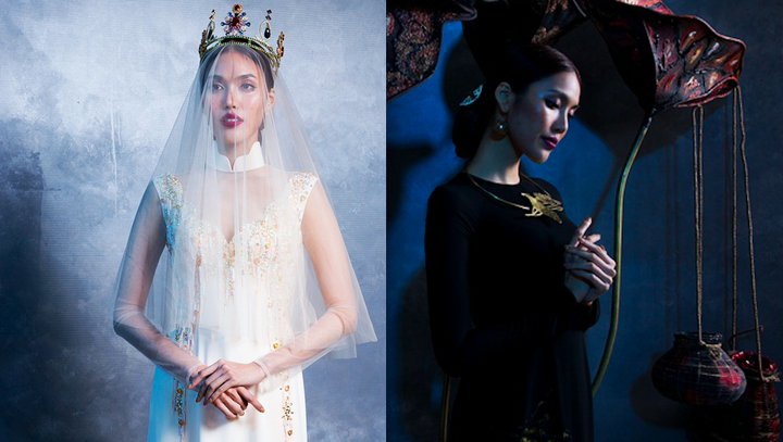 Lan Khuê đẹp bí ẩn trong tà áo dài cách tân