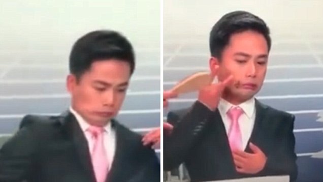 Clip: Bị ong đậu lên mặt khi đang dẫn tin trực tiếp, MC điển trai sợ hãi, miệng méo xệch