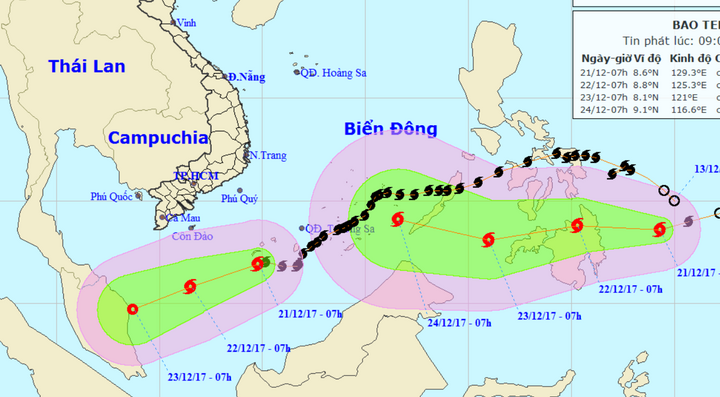 Bão Kai-tak suy yếu, bão Tembin tăng tốc tiến thẳng Biển Đông