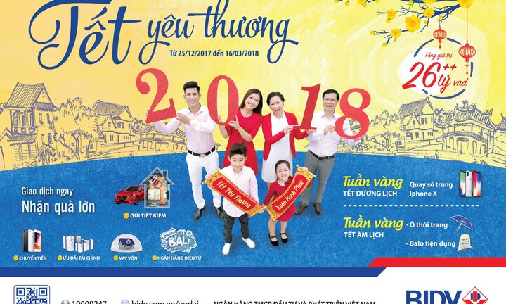 BIDV ưu đãi khách hàng dịp Tết lên đến 26 tỷ đồng