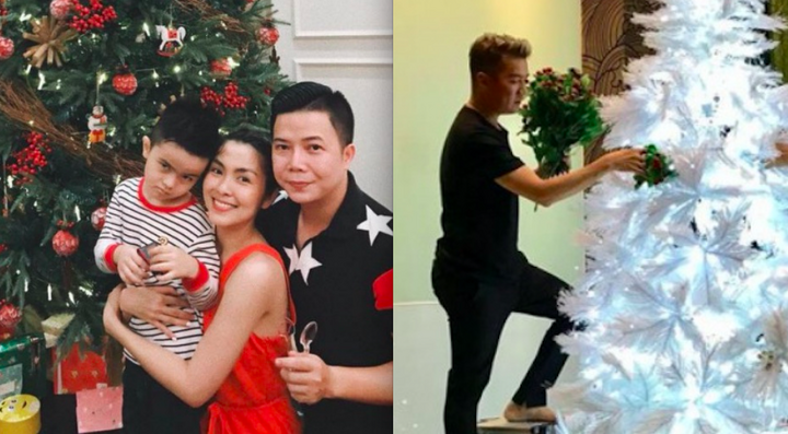 Tăng Thanh Hà hạnh phúc bên con trai, Đàm Vĩnh Hưng tự tay trang trí cây thông Noel
