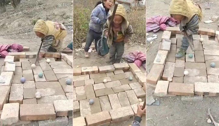 Clip: Trò chơi bida của trẻ em nông thôn khiến dân mạng nhớ 'tuổi thơ dữ dội'