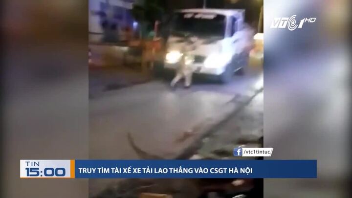 Truy tìm tài xế xe tải lao thẳng vào CSGT Hà Nội