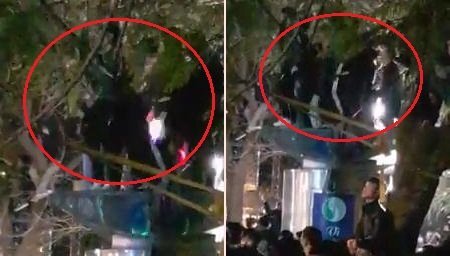 Clip: Nhóm thanh niên leo lên nóc nhà vệ sinh hò hét, nhảy múa đón giao thừa