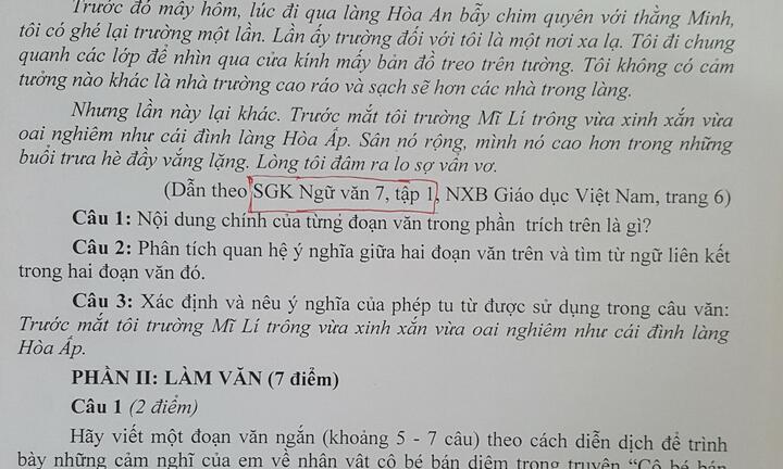 Lỗi sai trong đề thi môn Văn tại Thái Bình: Phòng GD-ĐT Vũ Thư lên tiếng
