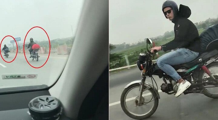 Clip: 2 thanh niên ngoại quốc 'hồn nhiên' chạy xe máy trên cao tốc Pháp Vân - Cầu Giẽ