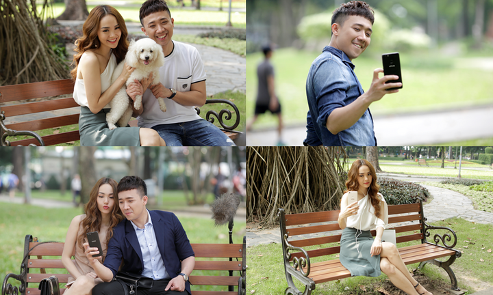 Minh Hằng, Trấn Thành không ngừng sáng tác ảnh selfie trong hậu trường 'Yêu là quay lưng'