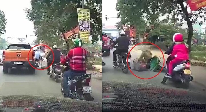 Clip người đàn ông giơ chân gạt ngã phụ nữ đi xe đạp gây phẫn nộ