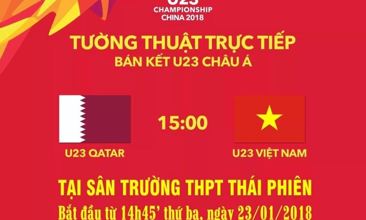 Trường THPT Thái Phiên chiếu bóng đá cổ vũ U23 Việt Nam ngay tại trường