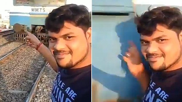 Clip: Thanh niên nghịch dại selfie với tàu hỏa và cái kết điếng người