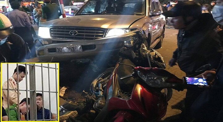 Tạm giữ tài xế say rượu tông hàng loạt phương tiện trên phố Hà Nội