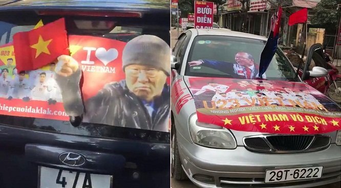 Clip: Muôn kiểu trang trí ô tô cổ vũ U23 VN 'chất phát ngất'