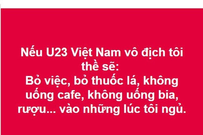 Chết cười với những lời thề 'siêu lầy' của dân mạng nếu U23 Việt Nam vô địch