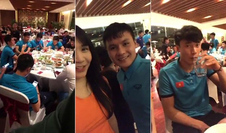 Clip: Bữa cơm thịnh soạn đầu tiên của tuyển U23 khi về nước