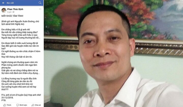 Thầy giáo làm thơ chậm lương, Chủ tịch tỉnh Nghệ An lập tức phản hồi