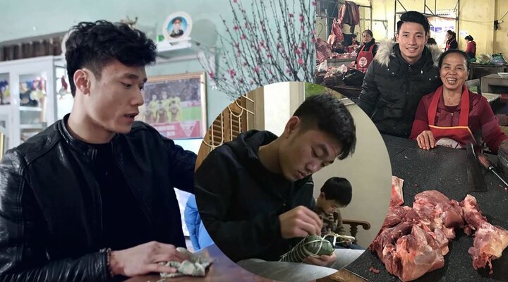 Sao U23 Việt Nam đón Tết: Gói bánh chưng, vào bếp, bán thịt lợn cùng mẹ