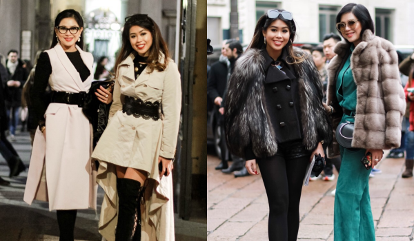 Mẹ và em chồng Hà Tăng thay hàng chục trang phục hàng hiệu dự Tuần lễ Thời trang Milan