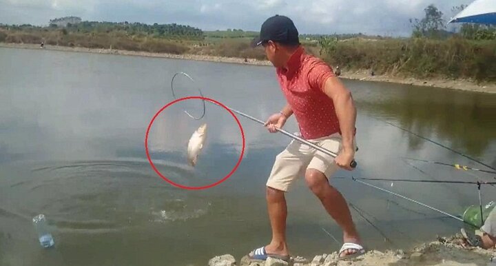 Clip: Cá lớn cắn câu vẫn quẫy mạnh, thoát lưới của cần thủ ngoạn mục
