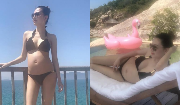 Bụng bầu vượt mặt, Ngọc Duyên vẫn tự tin diện bikini khoe vóc dáng quyến rũ