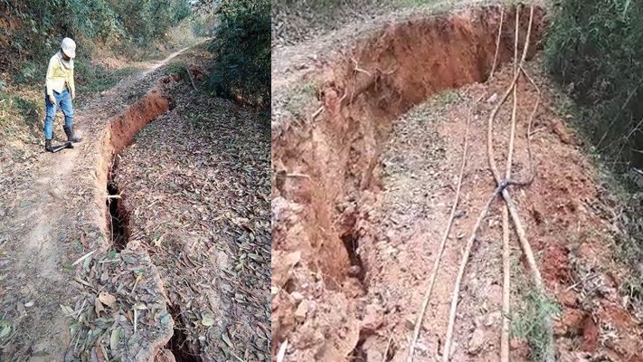 Núi nứt bất thường đe dọa hàng chục hộ dân miền núi Nghệ An