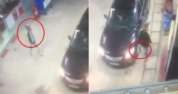 Clip: Tài xế Camry đi đổ xăng, 'tiện tay' trộm điếu cày