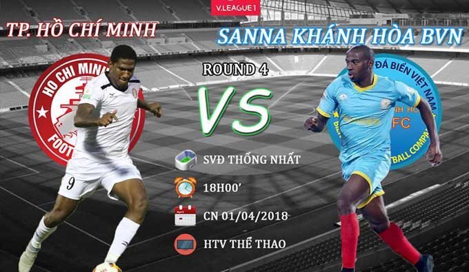 Video trực tiếp TP.HCM vs S.Khánh Hòa vòng 4 V-League 2018