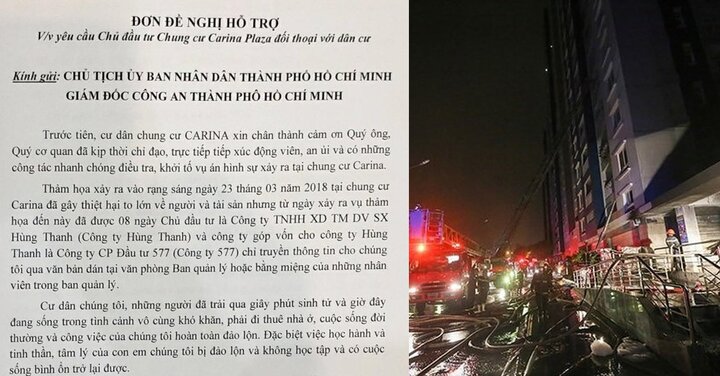Cư dân Carina Plaza viết đơn kêu cứu, yêu cầu gặp mặt chủ đầu tư