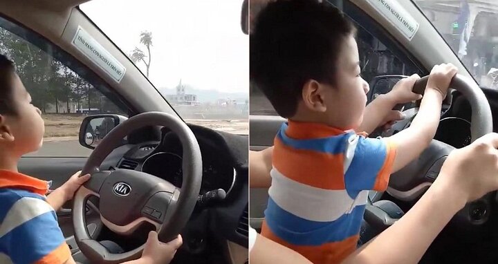 Mẹ khoe clip con trai 3 tuổi lái ô tô, bị dân mạng 'ném đá'