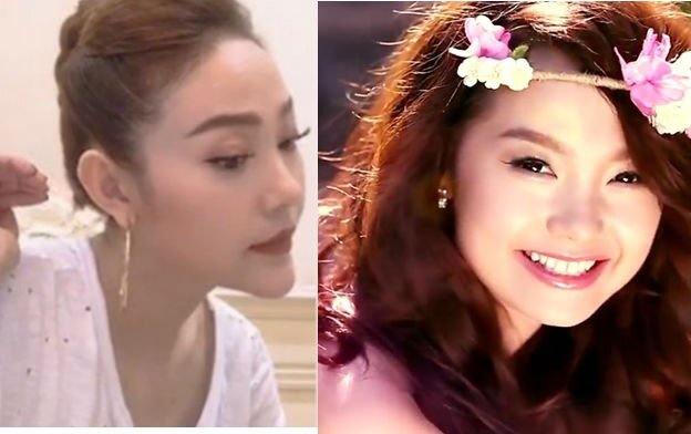 Minh Hằng lộ cằm nhọn lệch hẳn về một bên khiến fan hốt hoảng