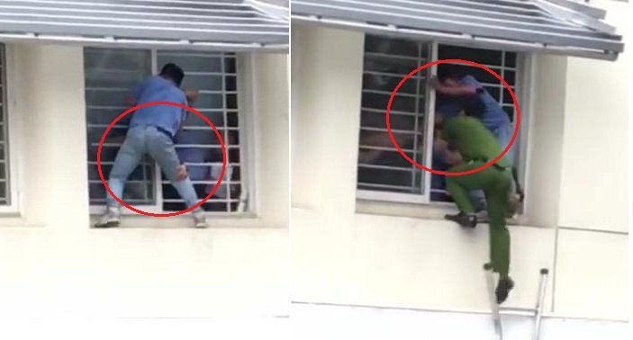 Clip: Nam sinh đòi nhảy lầu tự tử, phản kháng dữ dội khi được giải cứu