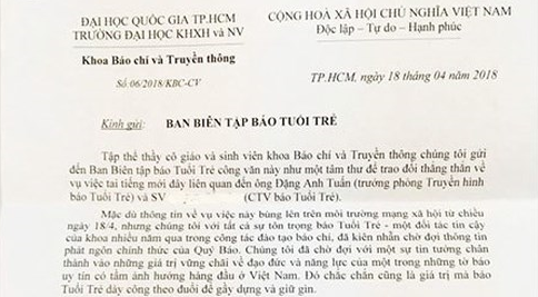 Yêu cầu báo Tuổi Trẻ làm rõ nghi án nữ cộng tác viên bị xâm hại
