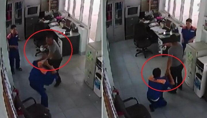 Clip: Nghi ngờ gian lận, khách dùng ấm chén đánh nhân viên cây xăng chảy máu mồm
