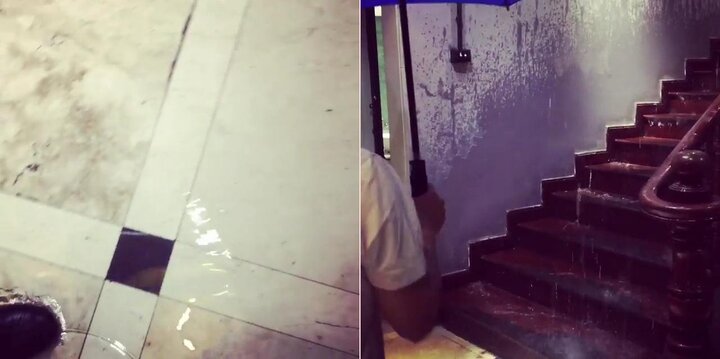 Clip: Hà Nội mưa tầm tã, quán ăn ngập lênh láng, dột nước xối xả