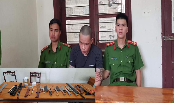 Thu giữ hàng loạt vũ khí trong nhà kẻ buôn ma túy ở Hà Tĩnh