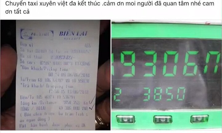 Chuyến đi phá kỷ lục ngành taxi: 3.850 km hơn 49 triệu đồng