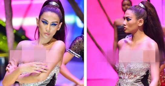 Võ Hoàng Yến gặp sự cố trang phục, lộ ngực khi trình diễn