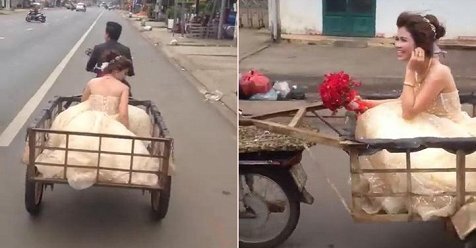 Clip chú rể chở cô dâu bằng xe chở hàng gây bão mạng