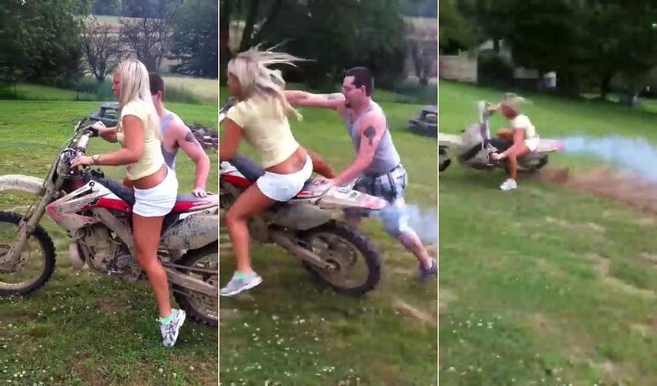 Clip: Người đẹp lần đầu lái mô tô cào cào và cái kết đắng