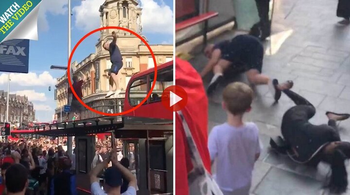 Video: Fan cuồng đội tuyển Anh nhảy sập trạm xe bus khi ăn mừng chiến thắng