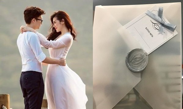 Hé lộ thiệp cưới đơn giản nhưng tinh tế của Á hậu Tú Anh và chồng thiếu gia