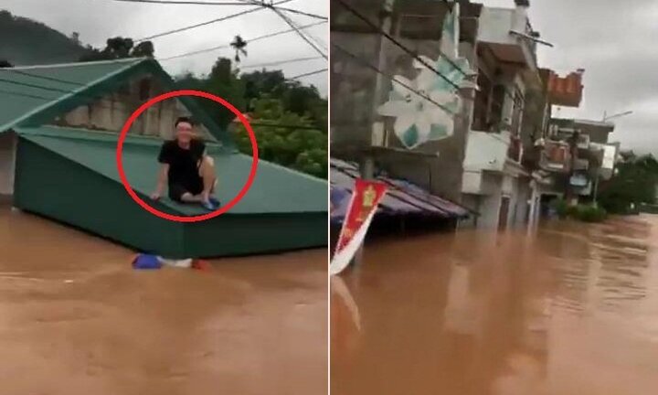 Clip: Dân Quảng Ninh đi xuồng máy, ngồi trên nóc nhà nhìn nước lũ bao vây