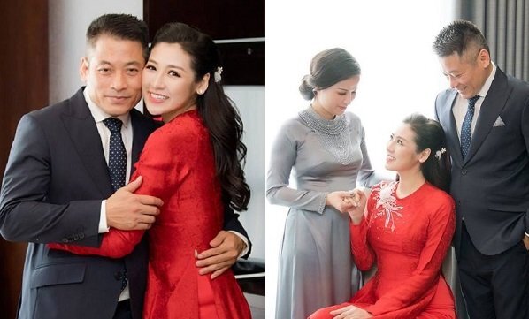 Á hậu Tú Anh tình cảm ôm chặt bố mẹ trước giờ lên xe hoa
