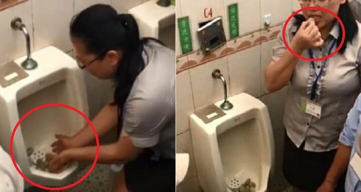 Clip: Nhân viên Trung Quốc ăn bánh trong bồn tiểu để chứng minh nhà vệ sinh sạch