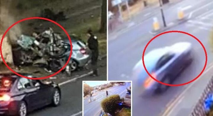 Clip: Bị cảnh sát truy đuổi, BMW lao như tên lửa vào gốc cây, 4 người chết