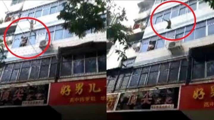 Clip: Cháy nhà, mẹ liều mình ném 2 con từ tầng 5 xuống trước khi chết