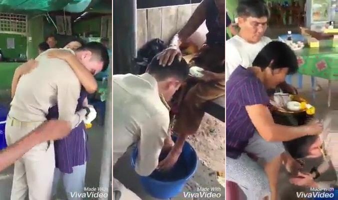 Video: Nhận tháng lương đầu tiên, cảnh sát trẻ Thái Lan làm điều khiến triệu người rơi lệ