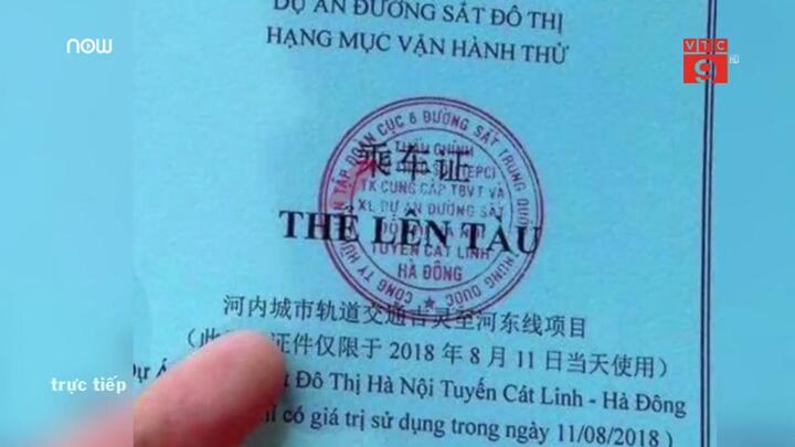 Vì sao vé đi thử tàu Cát Linh - Hà Đông in chữ Trung Quốc?