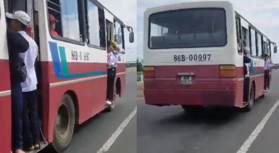 Xử lý xe buýt chở hàng chục học sinh đu bám cửa ở Bình Thuận