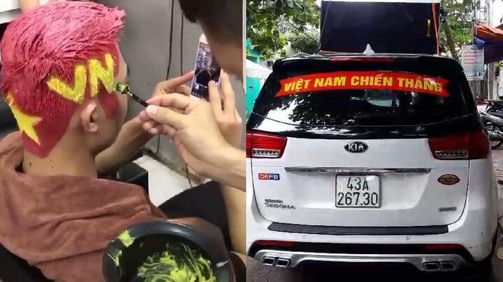 Clip: Dân mạng nhuộm tóc sặc sỡ, trang trí ô tô rực rỡ cổ vũ U23 Việt Nam